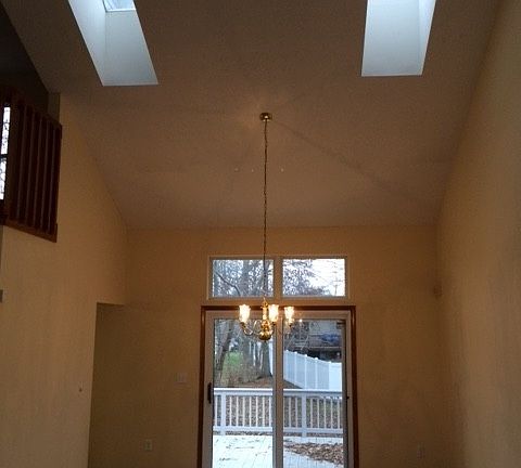 Dining area with skylights