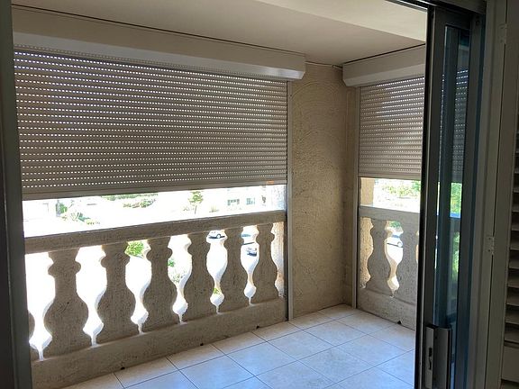 Electric shades on patio