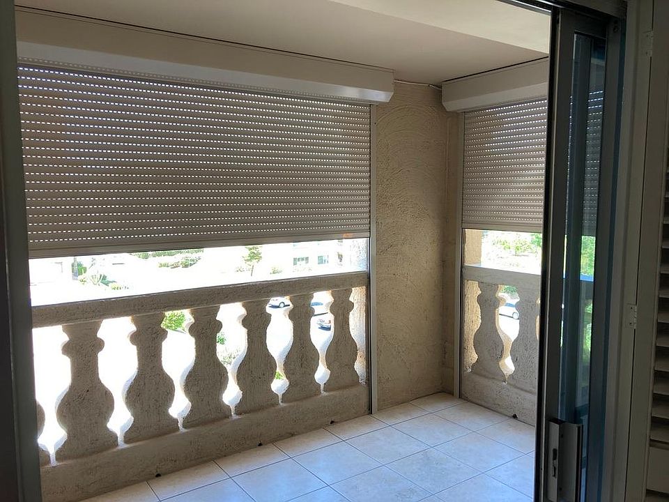 Electric shades on patio