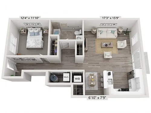 Floor plan 1 Bed 1 Bath