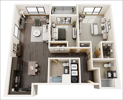 Floor plan 2 Bed / 2 Bath 1319 sq ft Bur Oak