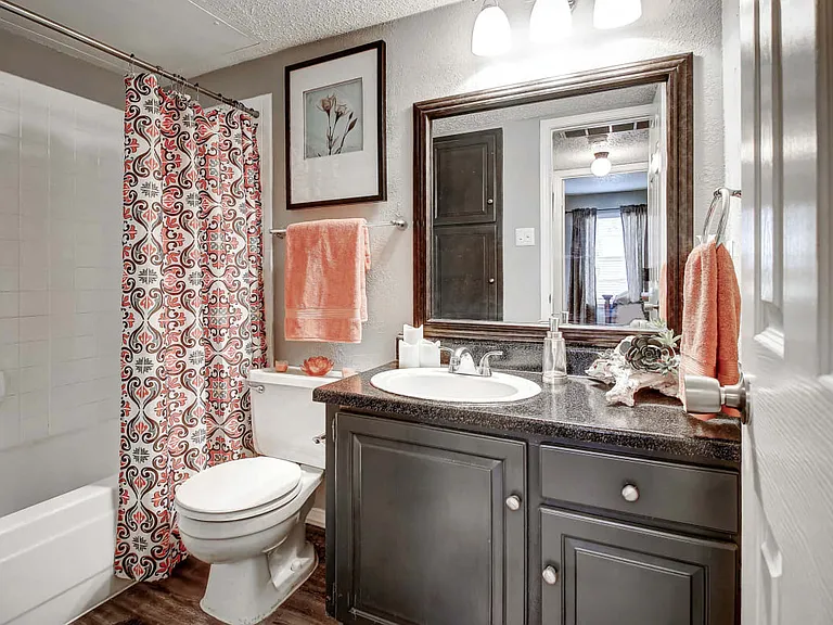 Bathroom with tub/shower and large vanity