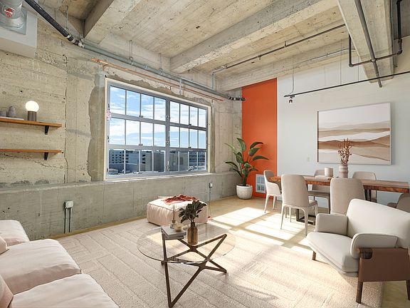 Living room with SW sunset facing views (virtually staged)