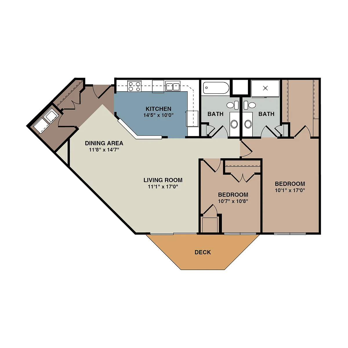 Floor plan 2J - 2 Bedroom