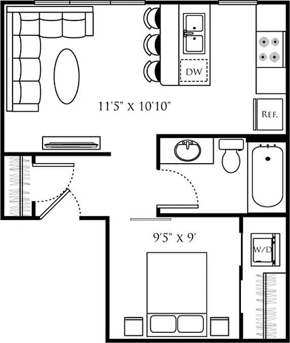 Floor plan Open 1 Bedroom A