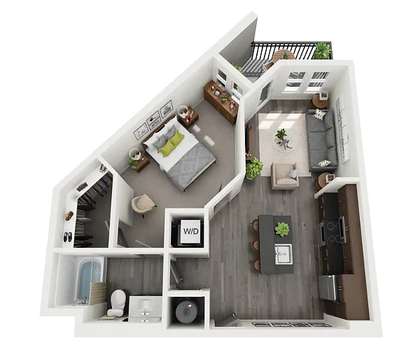 Floor plan 1 Bedroom 1 Bath - 699 sq. ft.