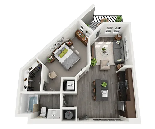 Floor plan 1 Bedroom 1 Bath - 699 sq. ft.
