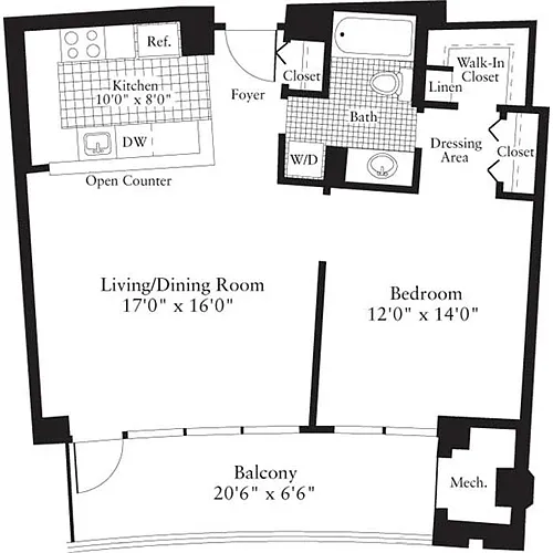 Floor plan 1 Bedroom F