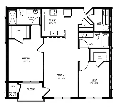 Floor plan 2 Bed/2 Bath-2B-F Phase II