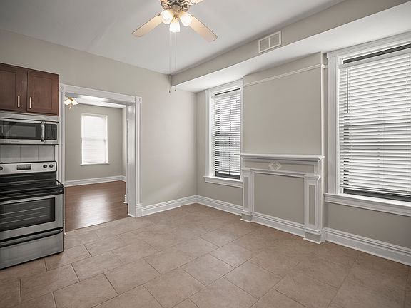 Large kitchen and dining area at the center of the apartment, south facing natural light