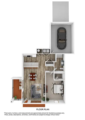 Floor plan A7 Golden - One Bedroom, One Bathroom w/Garage