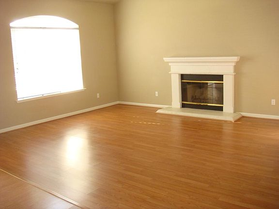 family room and fireplace