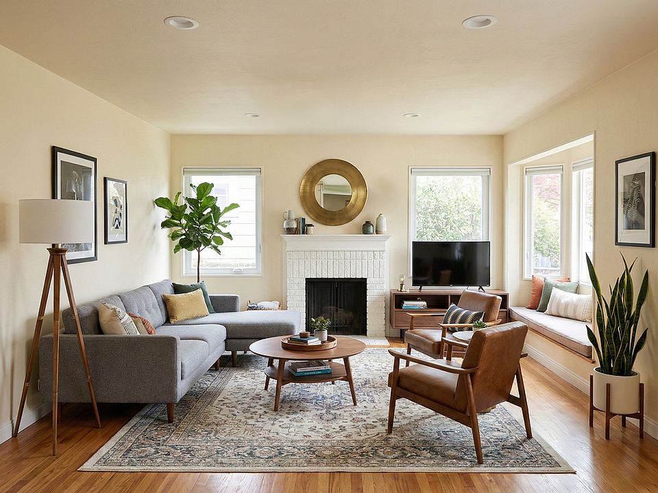 Living room with fireplace