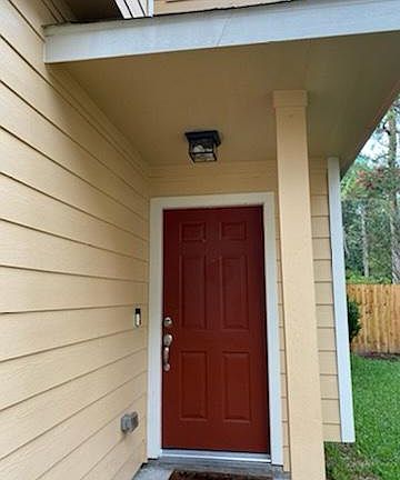 Front door with ring doorbell