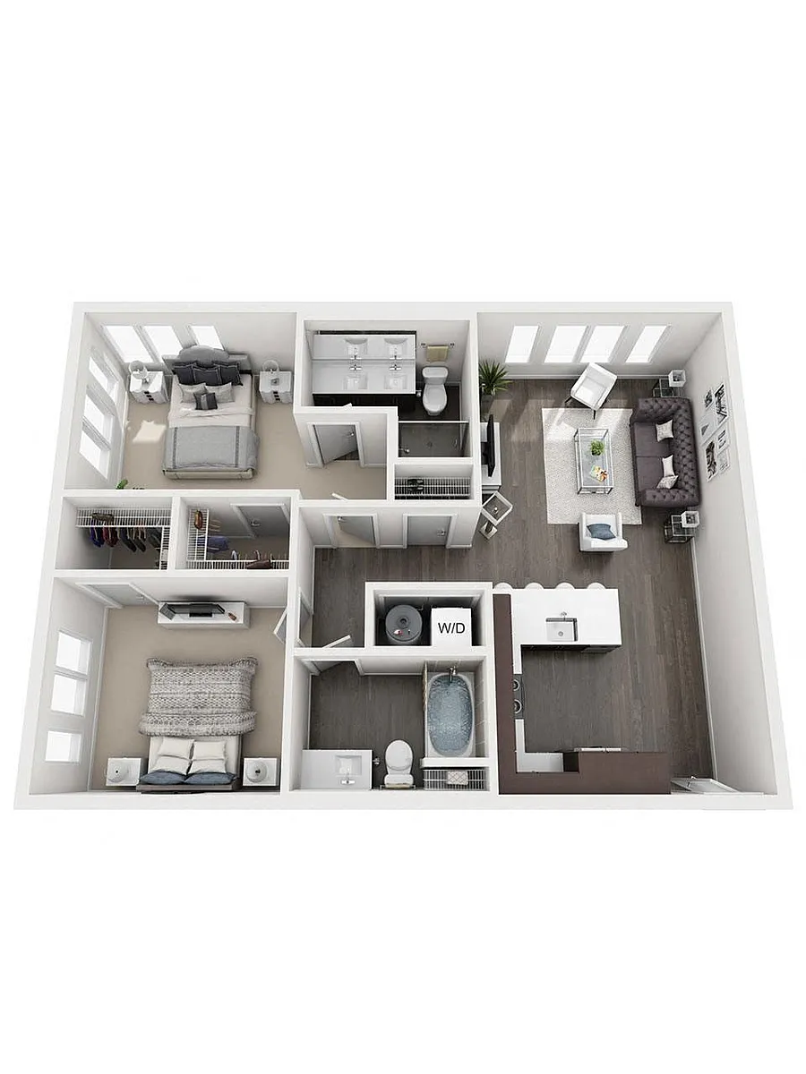 Floor plan 2 Bedroom B3 | 2 Bath