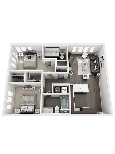 Floor plan 2 Bedroom B3 | 2 Bath