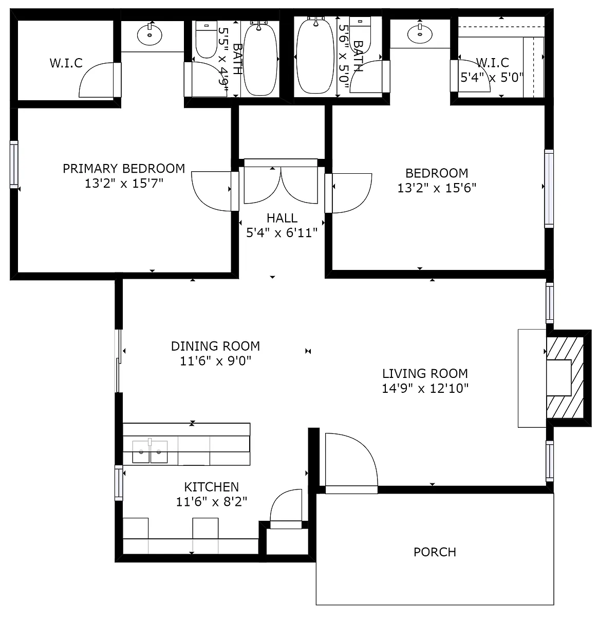 Floor plan 2 bedroom 2 bath