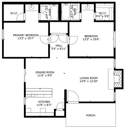 Floor plan 2 bedroom 2 bath
