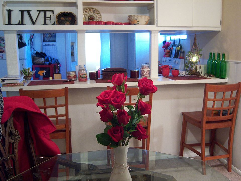 The bar between the kitchen and dining room