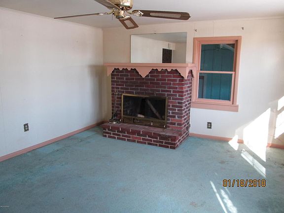 Living room with decorative fireplace