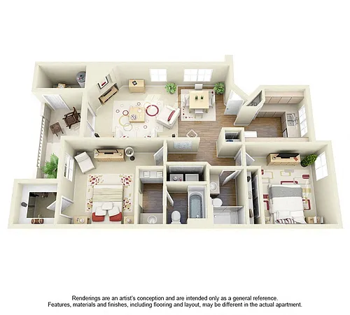 Floor plan Two Bedroom Two Bath C1, C2