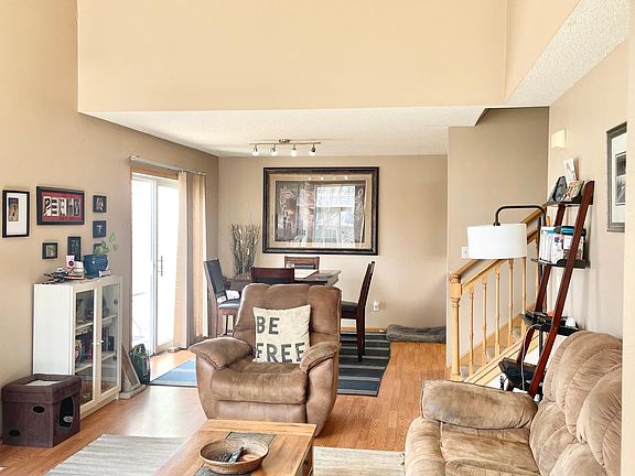 Living room with vaulted ceiling