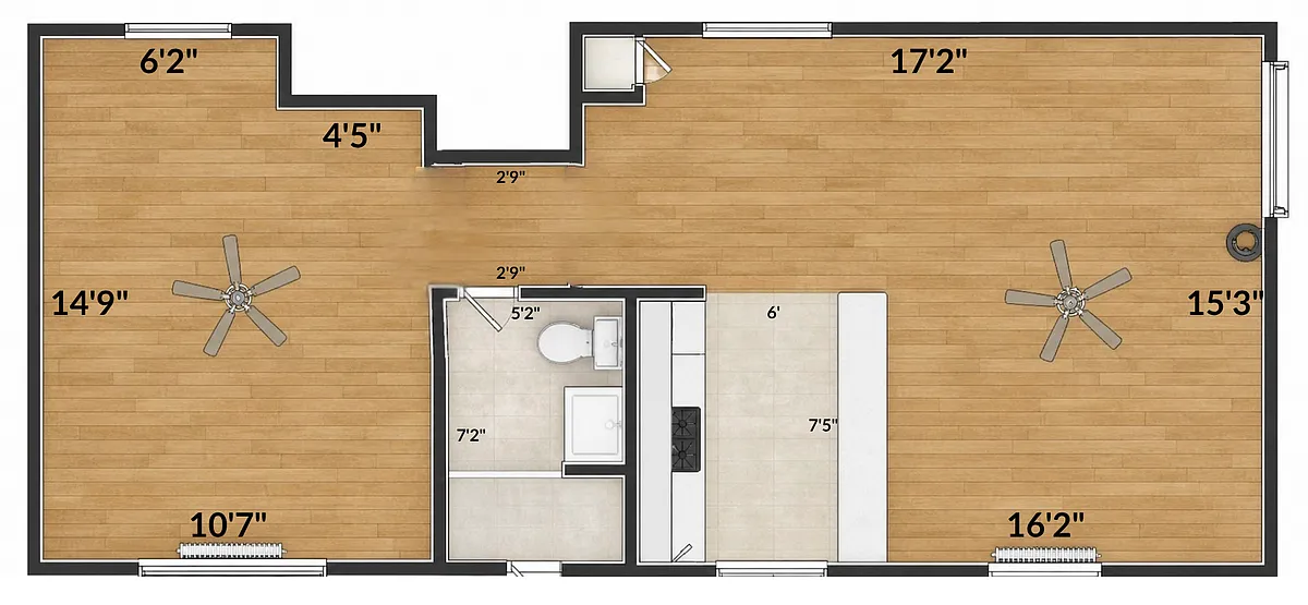 Floor plan Hardwood 1-Bedroom