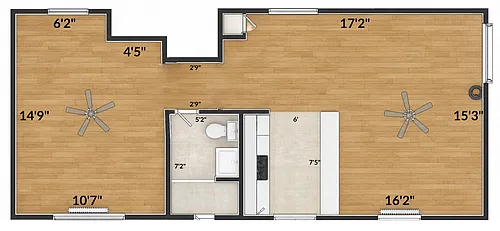 Floor plan Hardwood 1-Bedroom