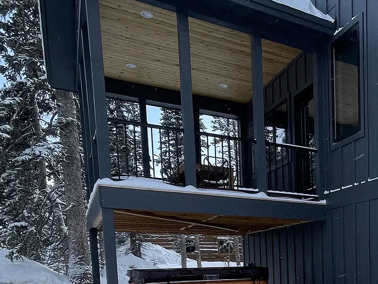 Hot tub under porch