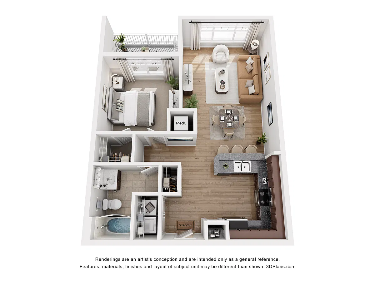 Floor plan A2 TELFAIR - 1 Bedroom, 1 Bathroom