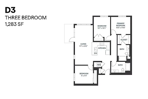 Floor plan Three Bedroom D3