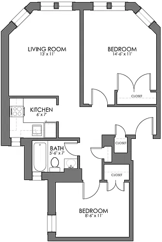 Floor plan Burbank Two Bedroom E