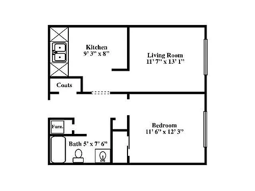 Floor plan Small One Bed