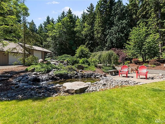 Peaceful water feature and sitting area