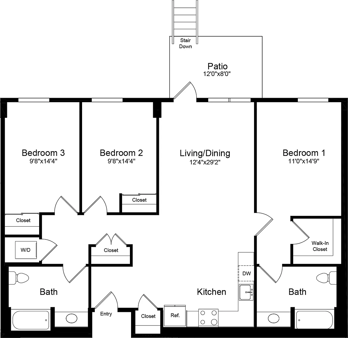 Floor plan 3A with Patio