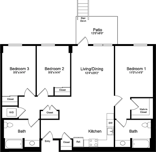 Floor plan 3A with Patio