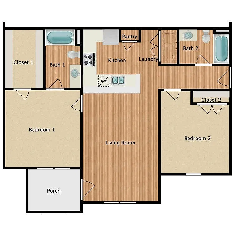Floor plan Two Bedrooms