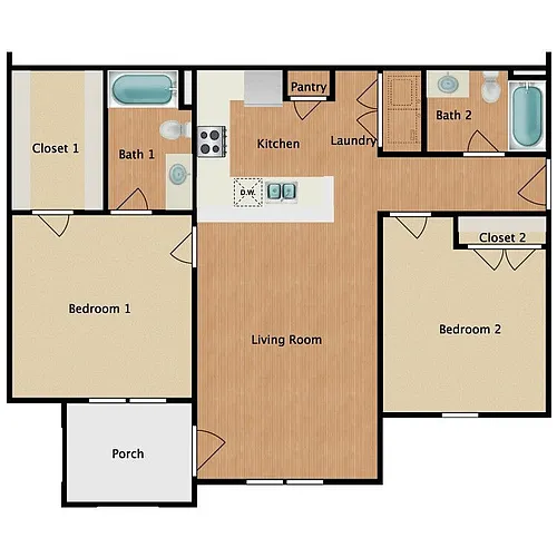 Floor plan Two Bedrooms