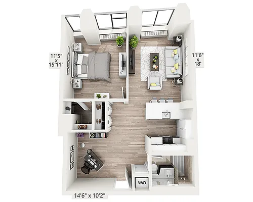 Floor plan One Bedroom w/Home Office F