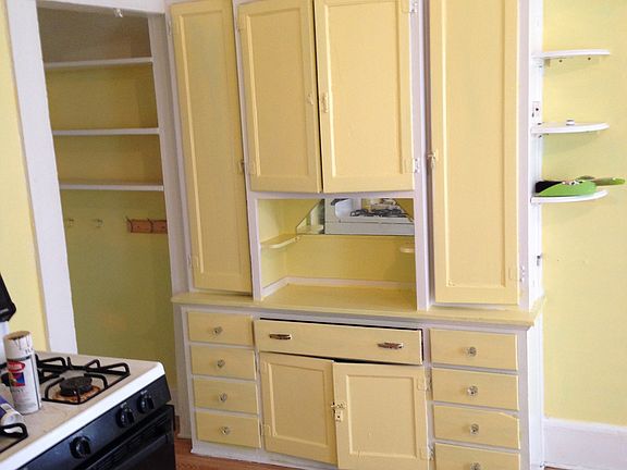 kitchen cabinets, stove and fridge included