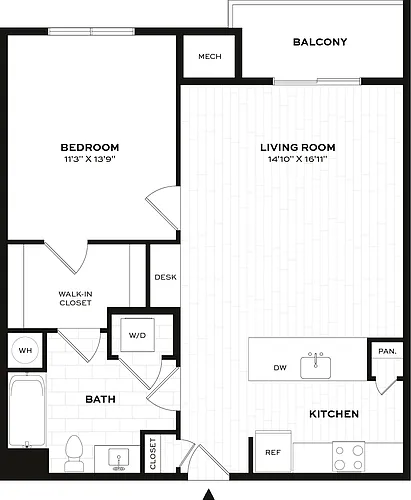 Floor plan 1 Bed/1 Bath-B1