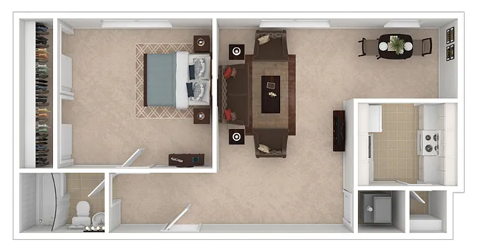 Floor plan Park East 1 Bedroom 1 Bath Large