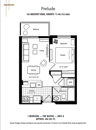 Floor plan 1 Bedroom 1 Bed 1 Bath