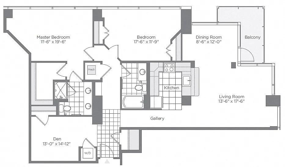 Floor plan 2 Bed - 2 Bath | BD04 1,590SF