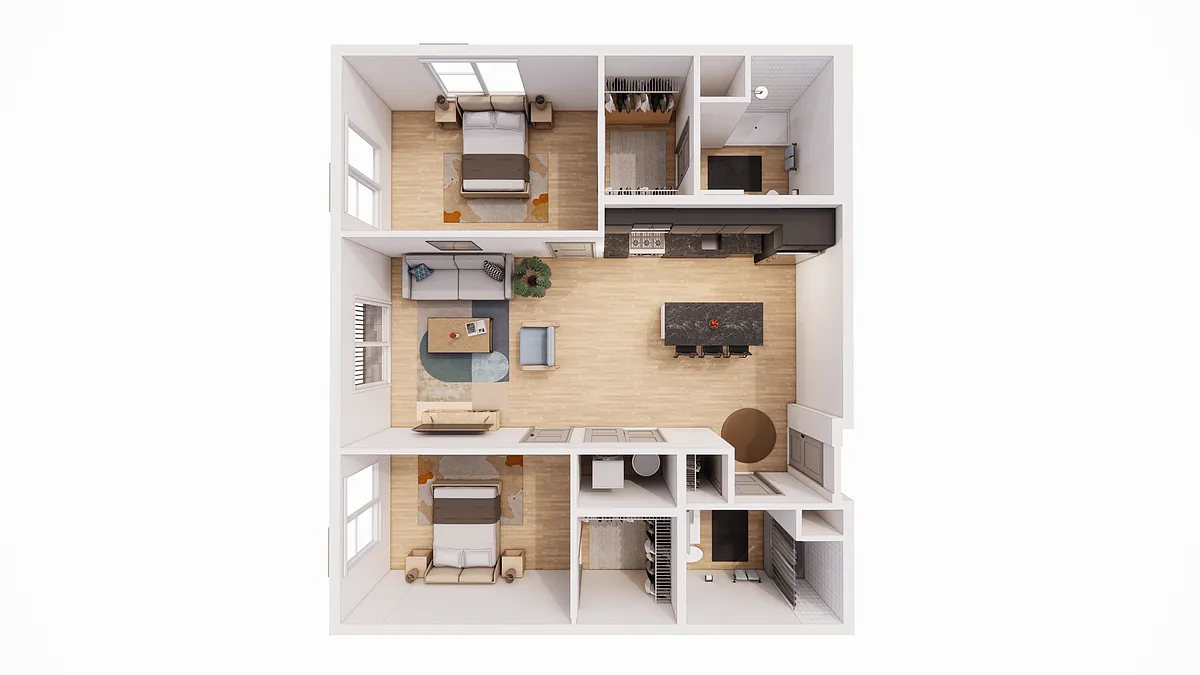 Floor plan 2 Bed 2 Bath B