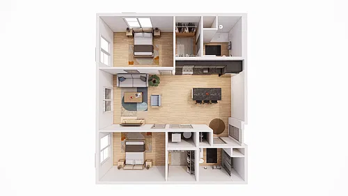 Floor plan 2 Bed 2 Bath B