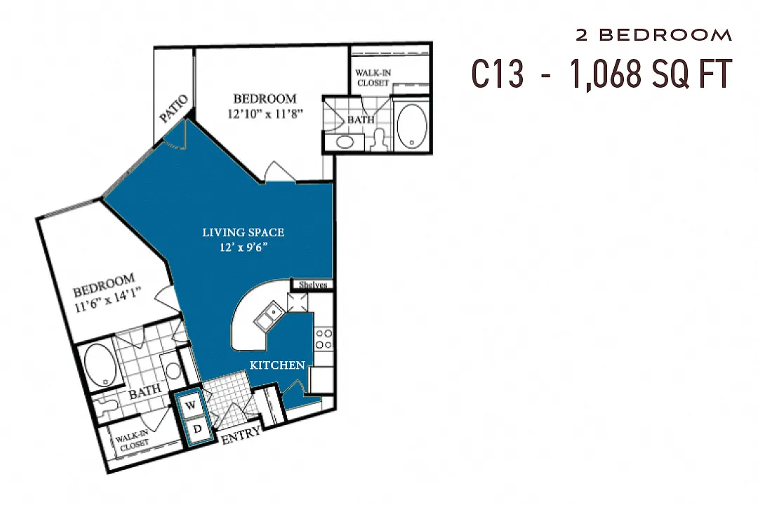 Floor plan Two Bedroom C13p Renovated