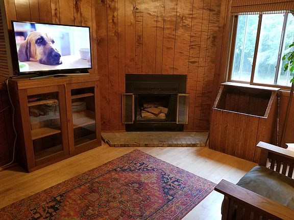 Den with fireplace