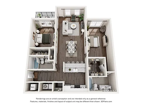 Floor plan B1 2 Bedrooms - 2 Bedroom, 2 Bathroom