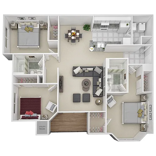 Floor plan 3 Bed 2 Bath - C1